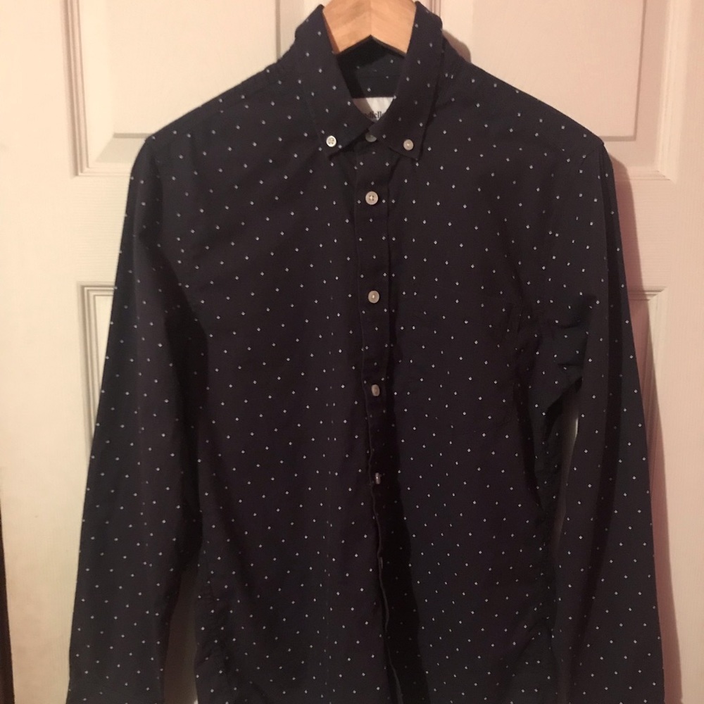 Goodfellow & Co. Dark Blue Patterned Print Northrop LS Shirt Mens Small S